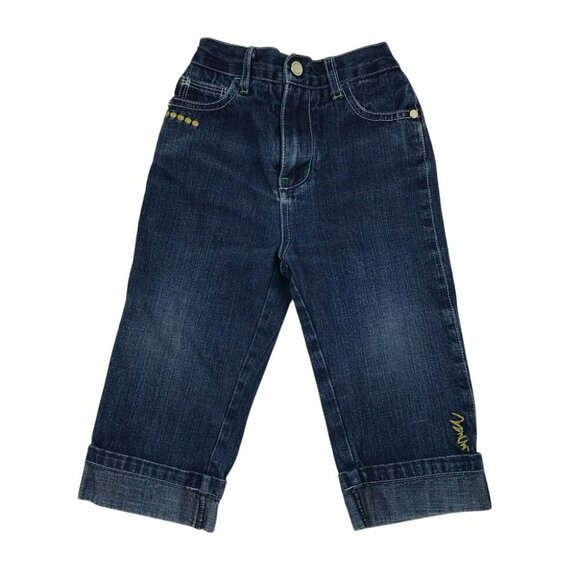 Coogi Kids Dark Wash Denim Jeans With Elastic Waistband & Yellow Stitching - Siz - Picture 3 of 6